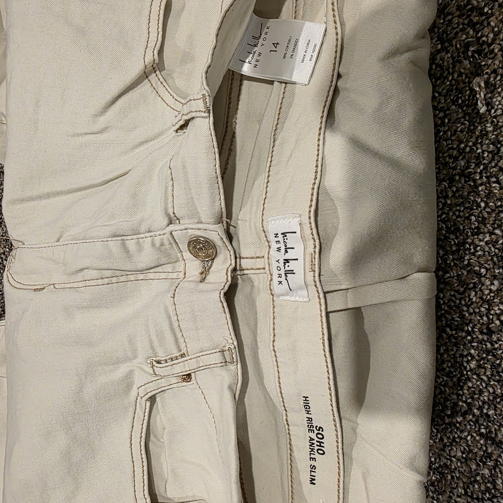 High Rise Cream Jeans by New York & Company